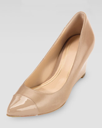 Cole Haan Chelsea Matte-Patent Pointy Toe Wedge, Sandstone