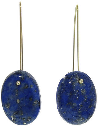 Lapis Necessary Stone Long Wire Oval Earrings
