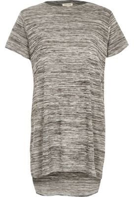 River Island Grey space dye side split t-shirt