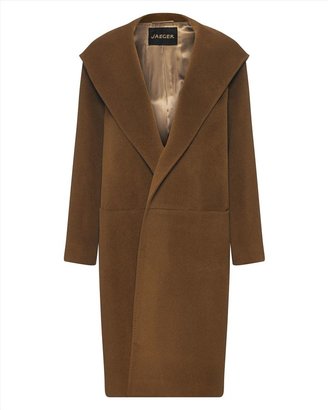 Jaeger Wool Cashmere Hooded Wrap Coat