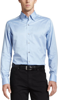 Ermenegildo Zegna 3-Ply Cotton Dress Shirt, Blue