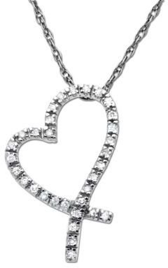 Lord & Taylor Diamond Heart Pendant in White Gold