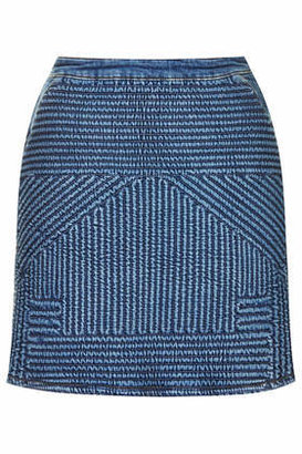Topshop Womens MOTO Quilted Denim Skirt - Mid Stone
