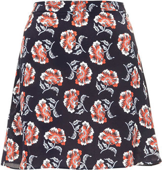 Boutique Navy floral silk skirt