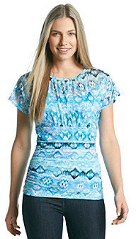 Amy Byer Lace Overlay Ruched Side Banded Waist Top