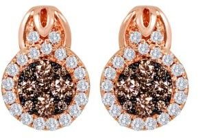 LeVian 14 Kt Rose Gold 1.40 ct t w Chocolate and Vanilla Diamond Earrings