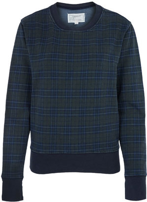 Current/Elliott Mid Grey Plaid Print Cotton Sweatshirt