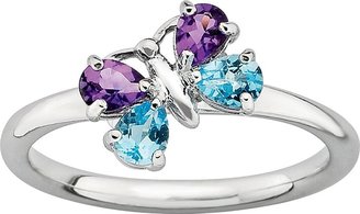 Stacks & Stones Sterling Silver Amethyst & Blue Topaz Butterfly Stack Ring