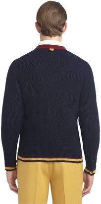 Brooks Brothers Cashmere Cable Knit V-Neck Sweater
