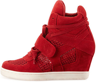 Ash Cool Mesh Suede Wedge Sneaker, Indian Red