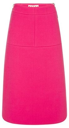 Marni Stretch Wool-Blend Zippered Skirt Fucsia