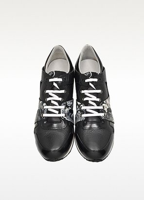 McQ Runner Black Embossed Leather Sneaker