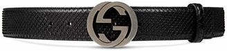 Gucci Croco belt with interlocking G buckle