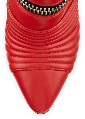 Giuseppe Zanotti Quilted Leather Double-Zip Boot, Red