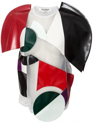 Junya Watanabe Leatherette Abstract Graphic Top White/Multi
