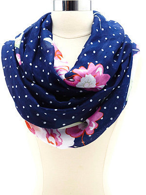 Charlotte Russe Polka Dot & Floral Print Infinity Scarf