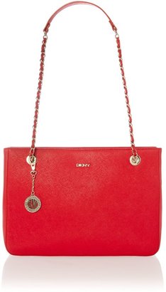 DKNY Saffiano red medium chain tote bag