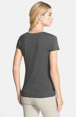Vince Camuto Faux Leather Stripe Cap Sleeve Top