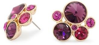 Mixed Purple Cluster Stone Stud Earring