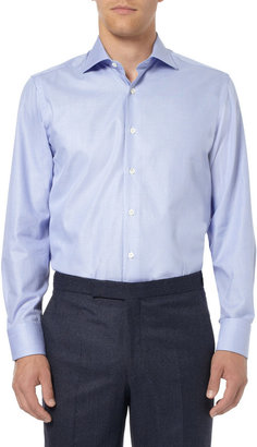 Canali Blue Pin-Dot Cotton Shirt