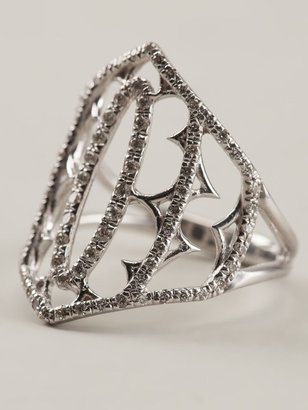 Loree Rodkin White Gold And Grey Diamond Pavé Shield Ring