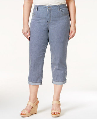 Style&Co. Style & Co. Plus Size Tummy-Control Striped Capri Jeans