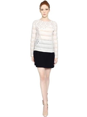 Nina Ricci Lace On Cotton Wool Blend Sweater