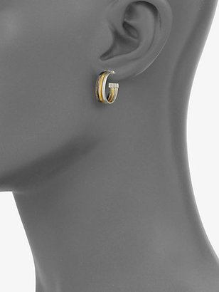 Gurhan Sterling Silver & 24K Yellow Gold Hoop Earrings/1"