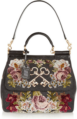Dolce & Gabbana Sicily ayers-trimmed appliquéd felted twill tote