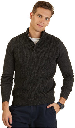 Nautica Solid Button Mock-Neck Sweater