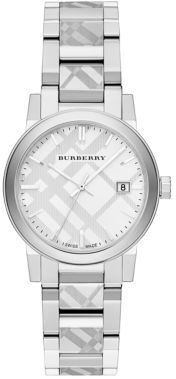 Burberry Stainless Steel Check Etched Bracelet Watch/34MM