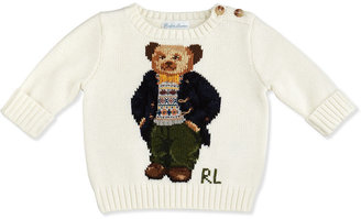 Ralph Lauren Childrenswear Intarsia-Knit Bear Sweater, Northern Sky, 3-12 Months