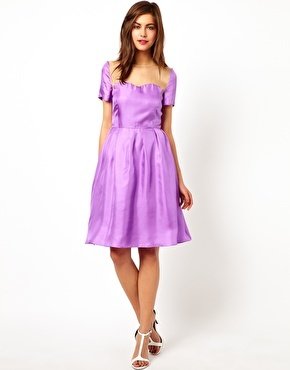 Lowie Silk Prom Dress with Sheer Organza Panel - Purple