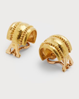 Elizabeth Locke Amalfi Granulated 19k Gold Huggie Earrings