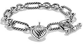 David Yurman Cable Heart Charm Bracelet with Diamonds