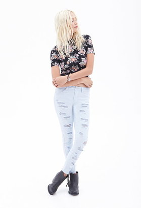 Forever 21 Distressed Low-Rise Skinny Jeans