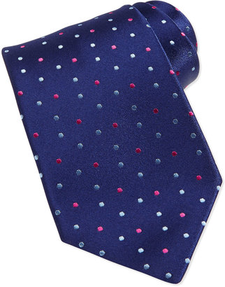 Charvet Neat Polka-Dot Silk Tie, Navy/Pink