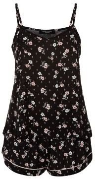 New Look Petite Black Floral Print Pyjama Cami & Short Set