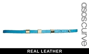 ASOS Curve CURVE Leather Multi Keeper Skinny Waist Belt - Blue