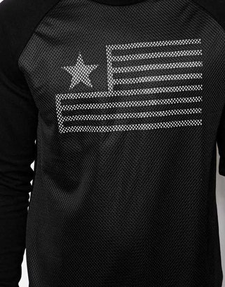 ASOS Sweatshirt With Flag Print And Mesh Panel