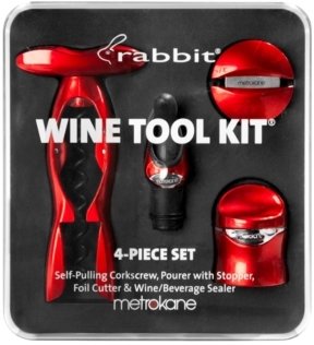 Metrokane Barware, Rabbit 4 Piece Wine Tool Kit