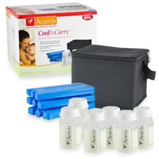 Ameda Cool 'n Carry Milk Insulated Storage Tote With 6 Bottles