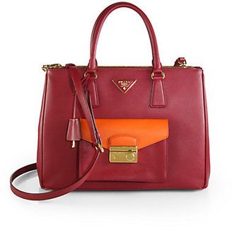 Prada Saffiano Lux Bicolor Top-Handle Bag