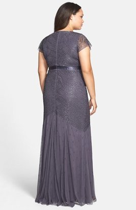 Adrianna Papell Beaded Chiffon Gown (Plus Size)