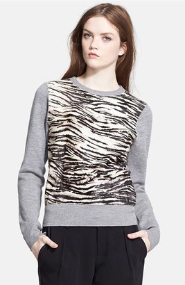 A.L.C. Tiger Print Genuine Calf Hair & Merino Wool Sweater