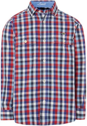 Lacoste Boy`s mini check long-sleeved shirt
