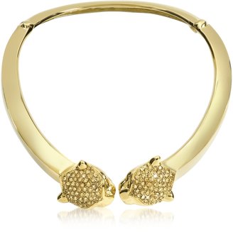 Roberto Cavalli Panther Golden Metal Necklace w/Crystals
