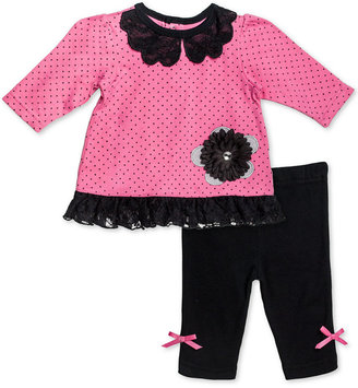 Baby Essentials Set, Baby Girls 2-Piece Lace-Trim Top and Leggings