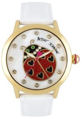 Betsey Johnson Ladies ladybird dial white patent leather strap watch