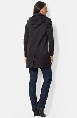 Lauren Ralph Lauren Bonded Cotton A-Line Jacket with Detachable Hood